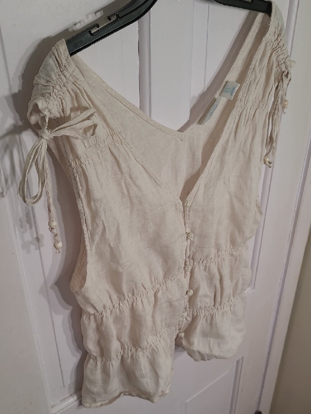Cynthia Rowley Women's Cream Button-Front Linen Top Size XL - Picture 3 of 4